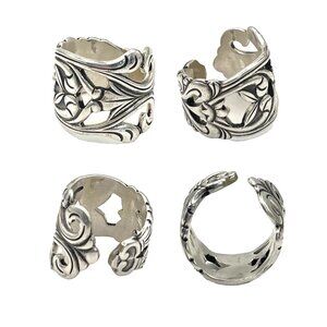Spoon Ring Unisex size 10 Stainless Steel Floral Scroll Intricate Unique Artisan